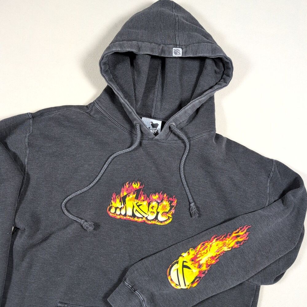 Vintage Lost Enterprises Hoodie Sweatshirt Sz Medium Y2K Tri Hit Flames Sleeves